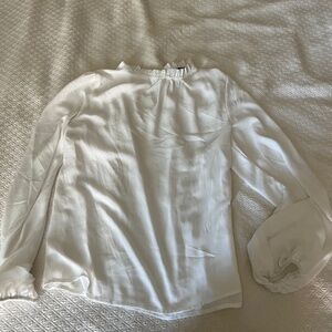 White ruffle neck dress blouse, size small, shein